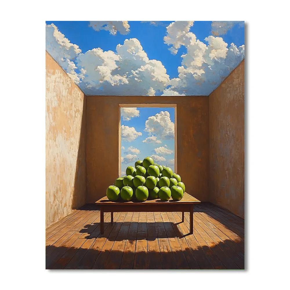Rene Magritte Inspired Apples And Sky Room Numbered painting kits