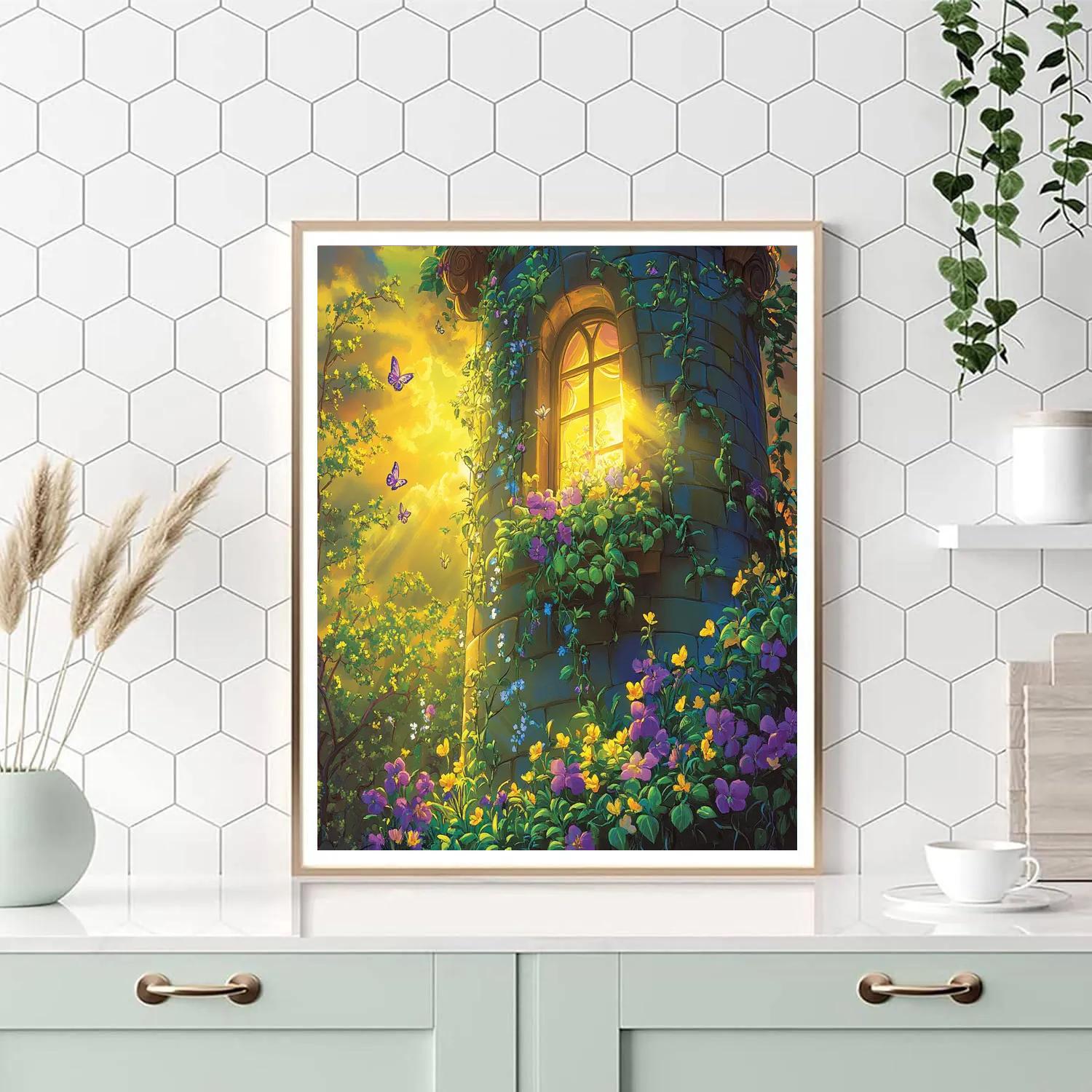 Rapunzel’s Tower Garden Dream Disney Inspired Numbered painting kits