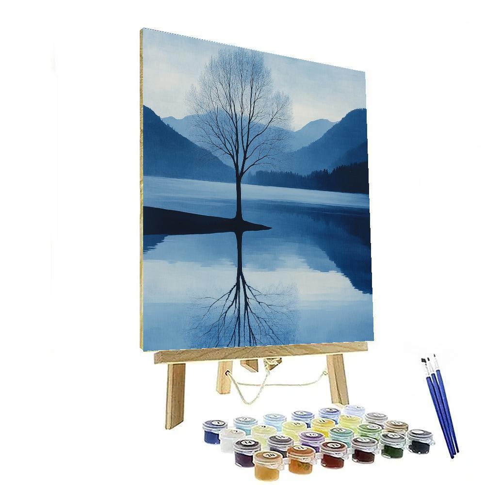 Caspar David Friedrich Inspired Lone Tree By Lake painting number kit