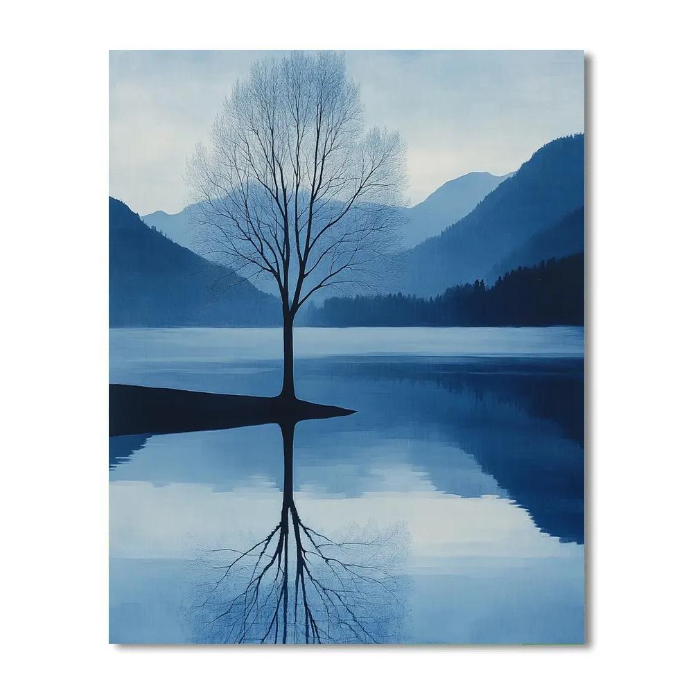 Caspar David Friedrich Inspired Lone Tree By Lake painting number kit