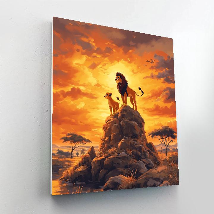Simba And Nala’s Sunset Savannah Disney Inspired DIY paint by numbers