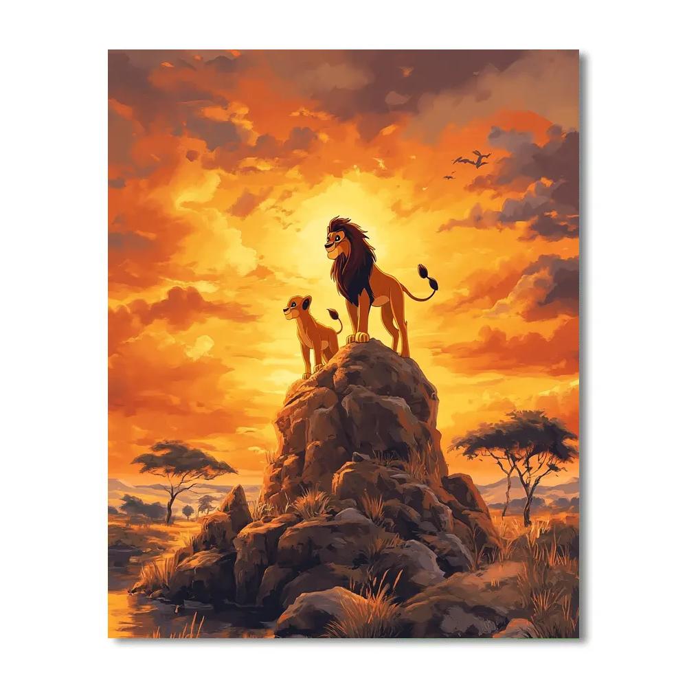 Simba And Nala’s Sunset Savannah Disney Inspired DIY paint by numbers