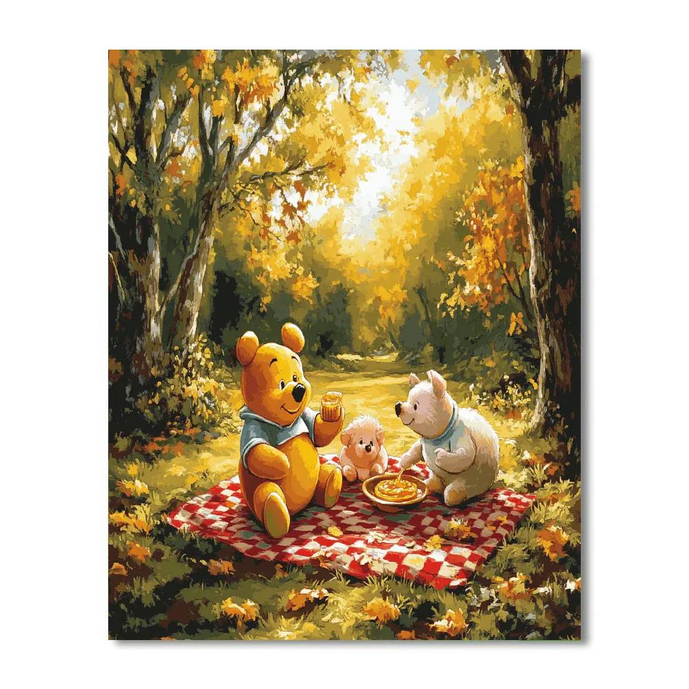 Winnie The Pooh’s Cozy Forest Picnic Disney Inspired DIY paint by numbers