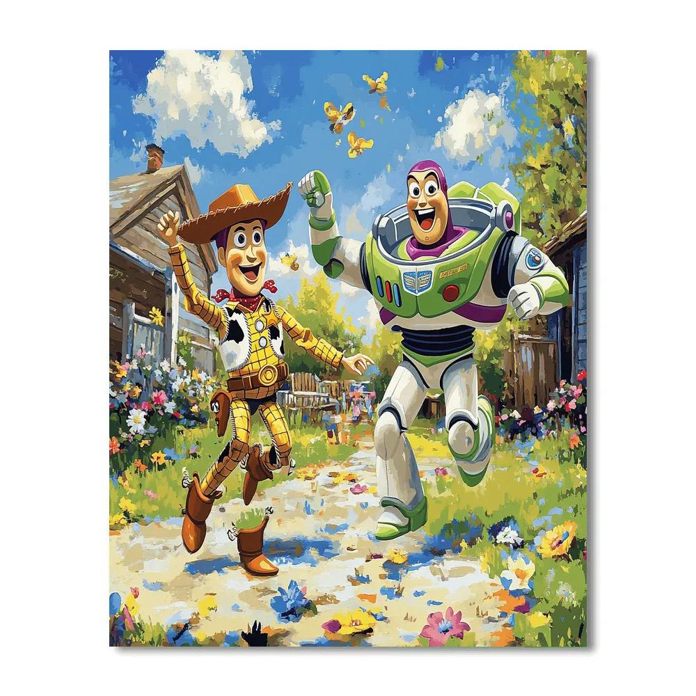 Buzz And Woody’s Backyard Mission Disney Inspired Number painting