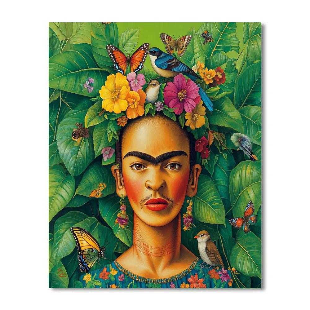 Frida Kahlo Inspired Flower Crown Forest Spirit paint by number