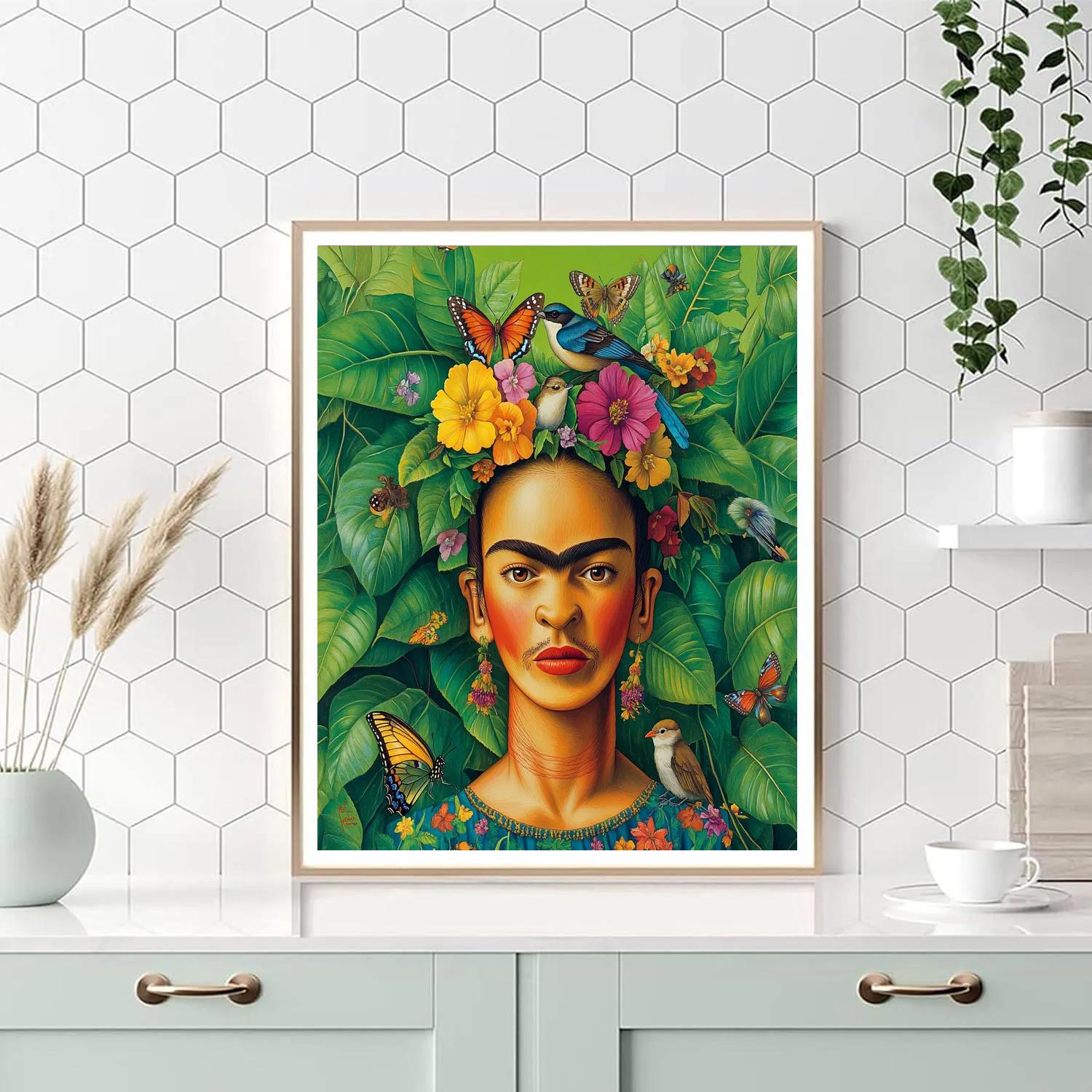 Frida Kahlo Inspired Flower Crown Forest Spirit paint by number