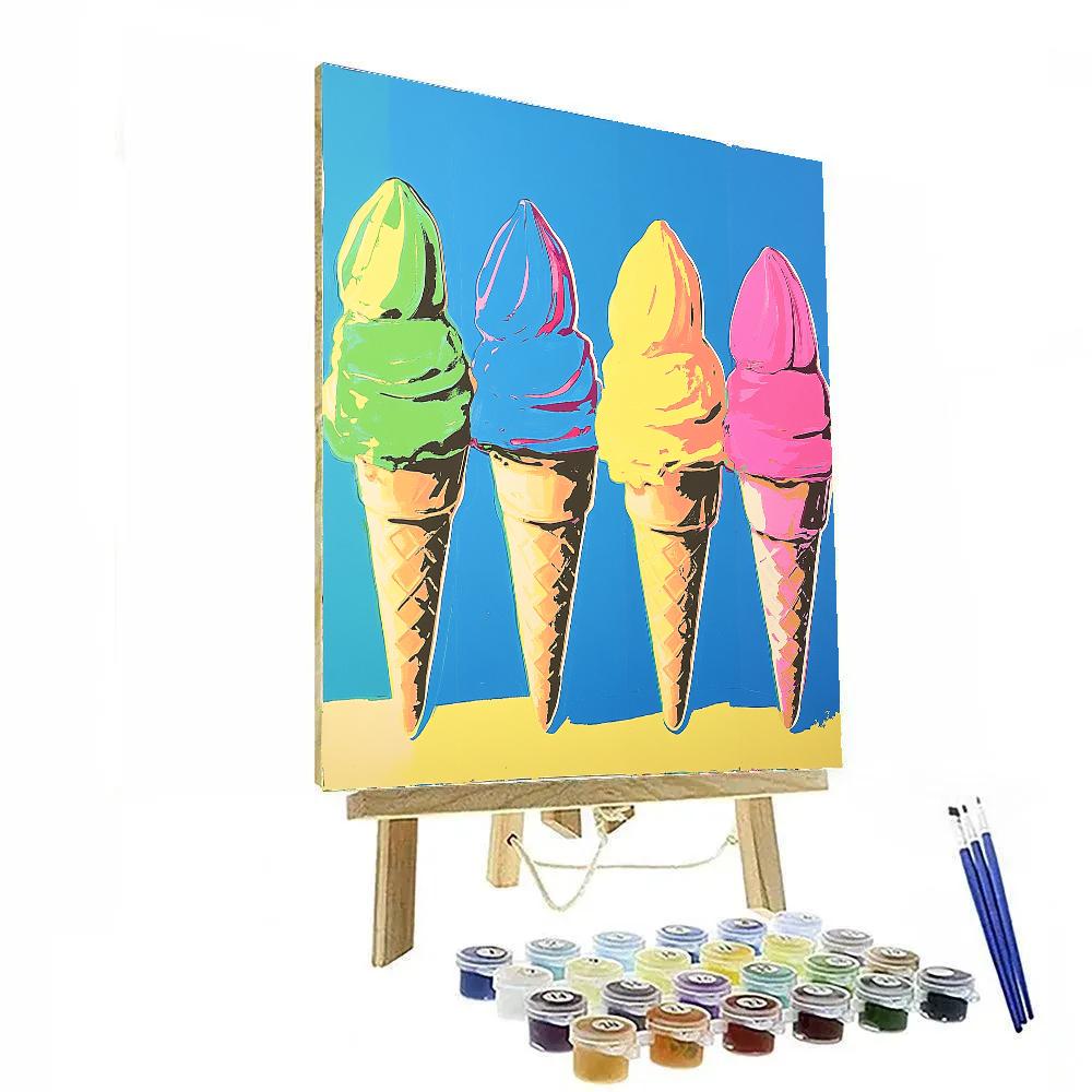 Andy Warhol Inspired Pop Ice Cream Cones Numbered painting kits