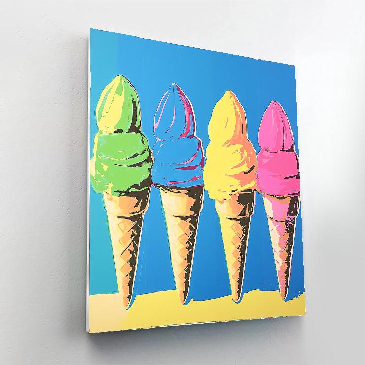 Andy Warhol Inspired Pop Ice Cream Cones Numbered painting kits