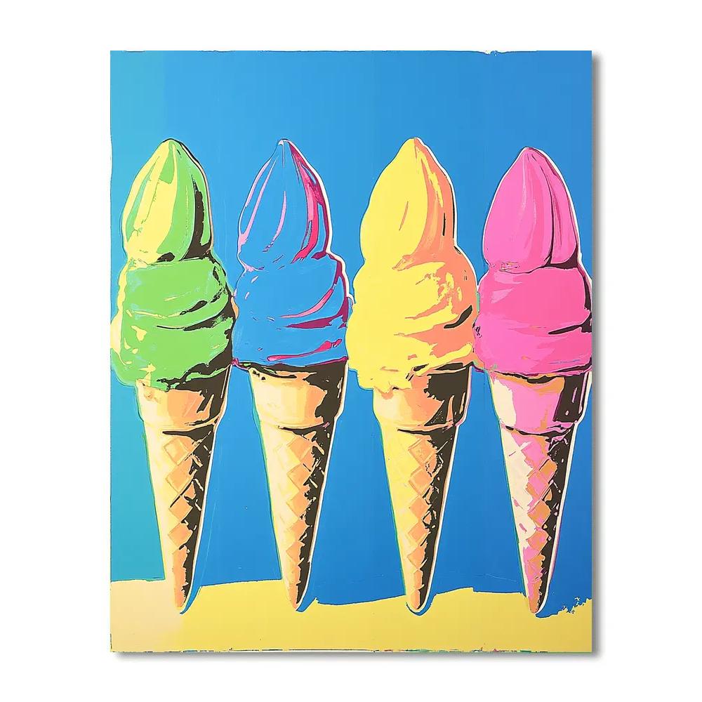 Andy Warhol Inspired Pop Ice Cream Cones Numbered painting kits