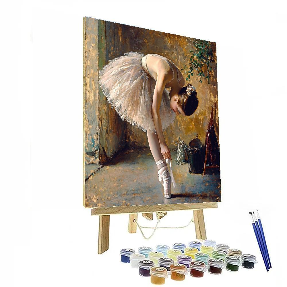 Degas Inspired Dancer Tying Shoes Backstage paint by number