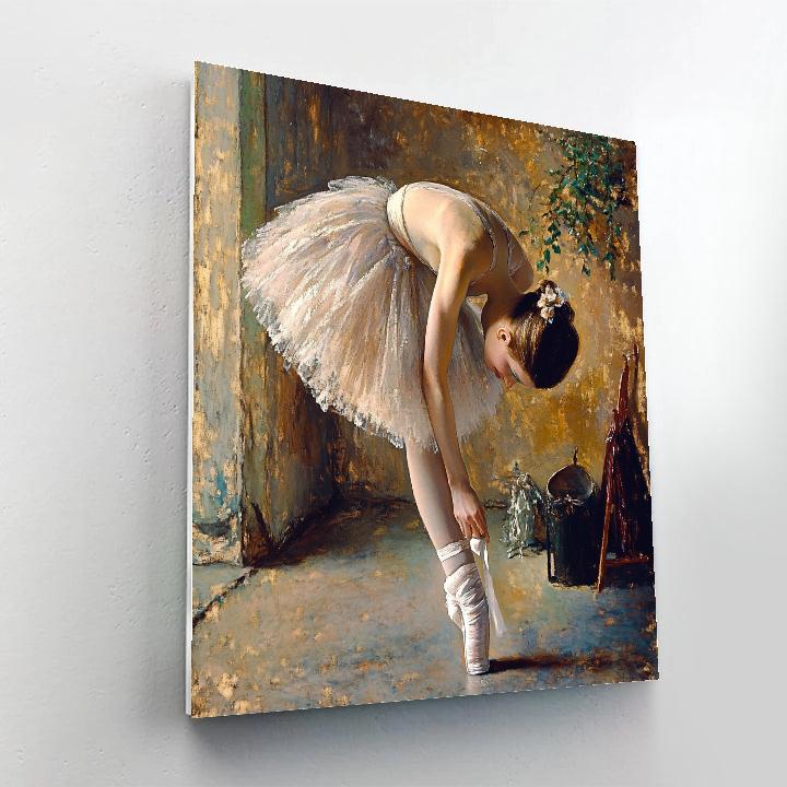 Degas Inspired Dancer Tying Shoes Backstage paint by number