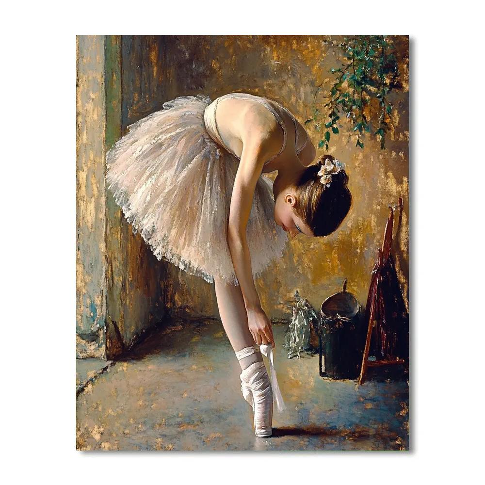 Degas Inspired Dancer Tying Shoes Backstage paint by number