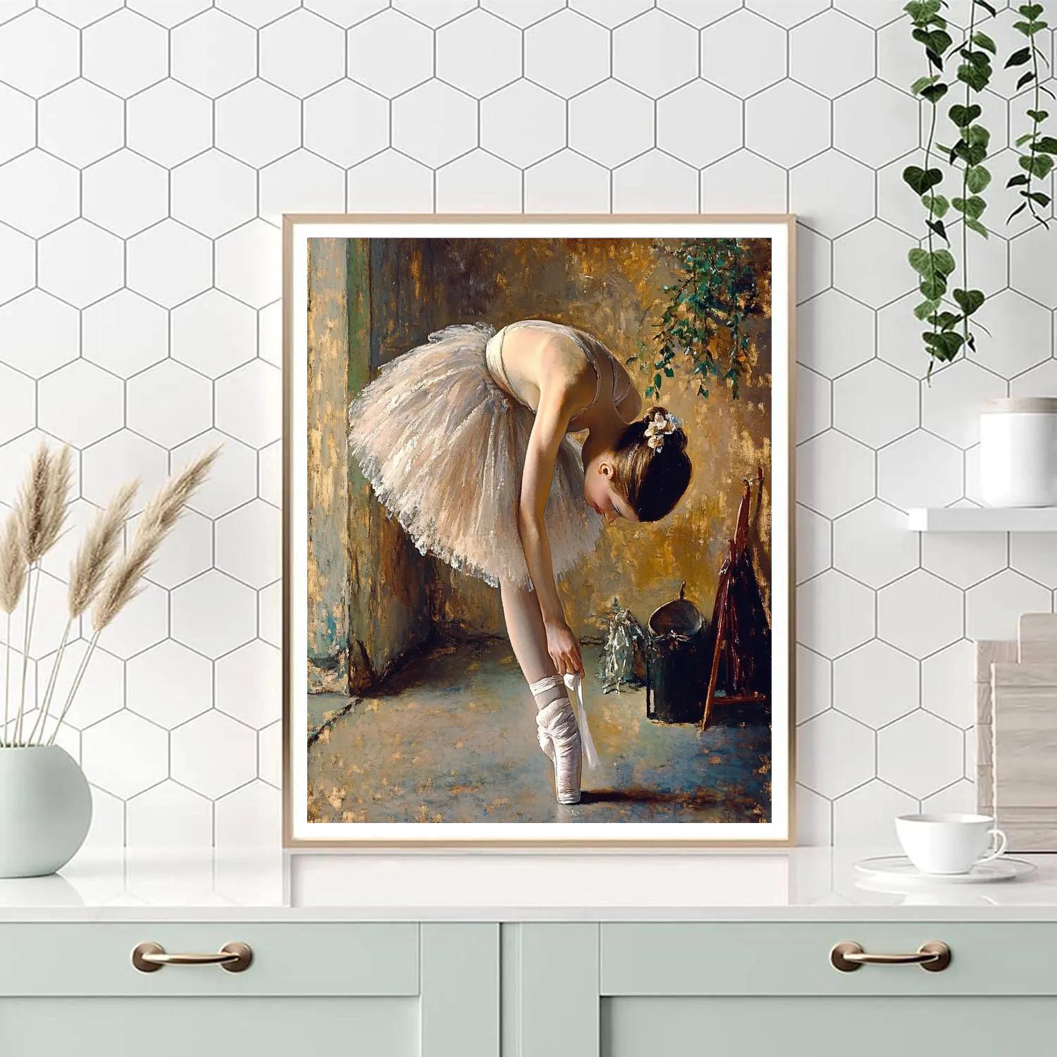 Degas Inspired Dancer Tying Shoes Backstage paint by number
