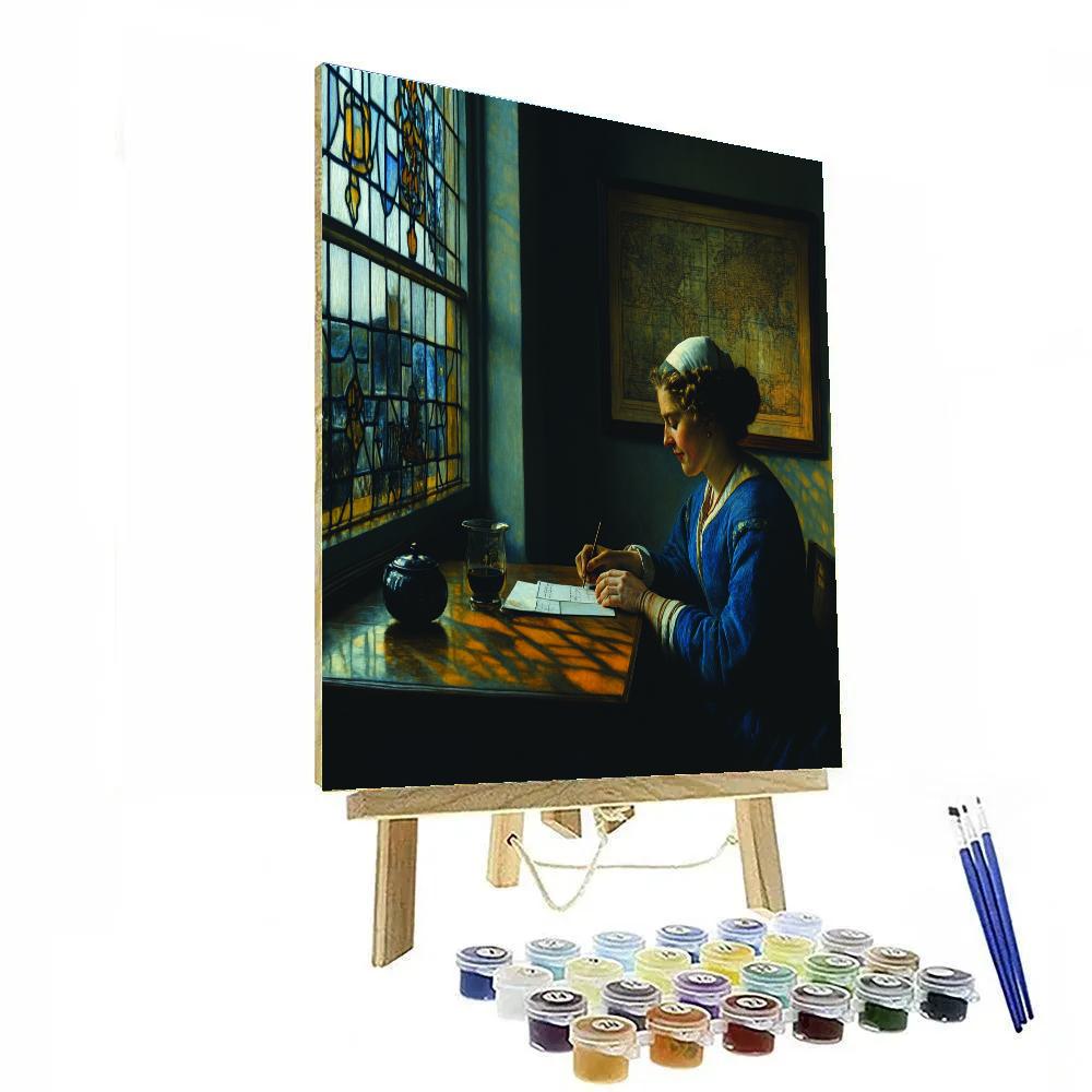Vermeer Inspired Letter Writer By Morning Window paint by numbers