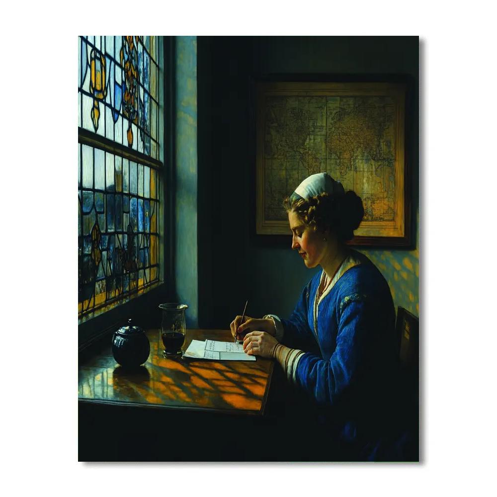 Vermeer Inspired Letter Writer By Morning Window paint by numbers