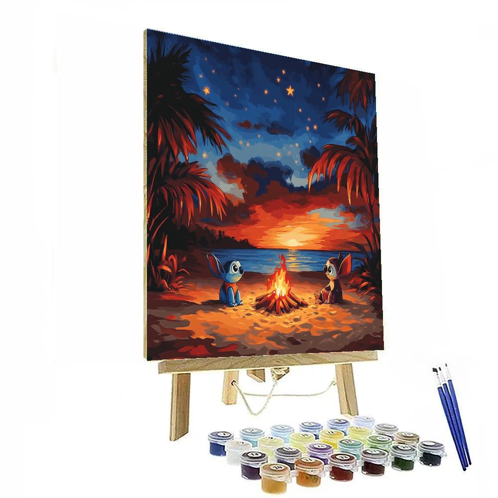 Lilo And Stitch’s Beach Bonfire Disney Inspired Painting by numbers kit
