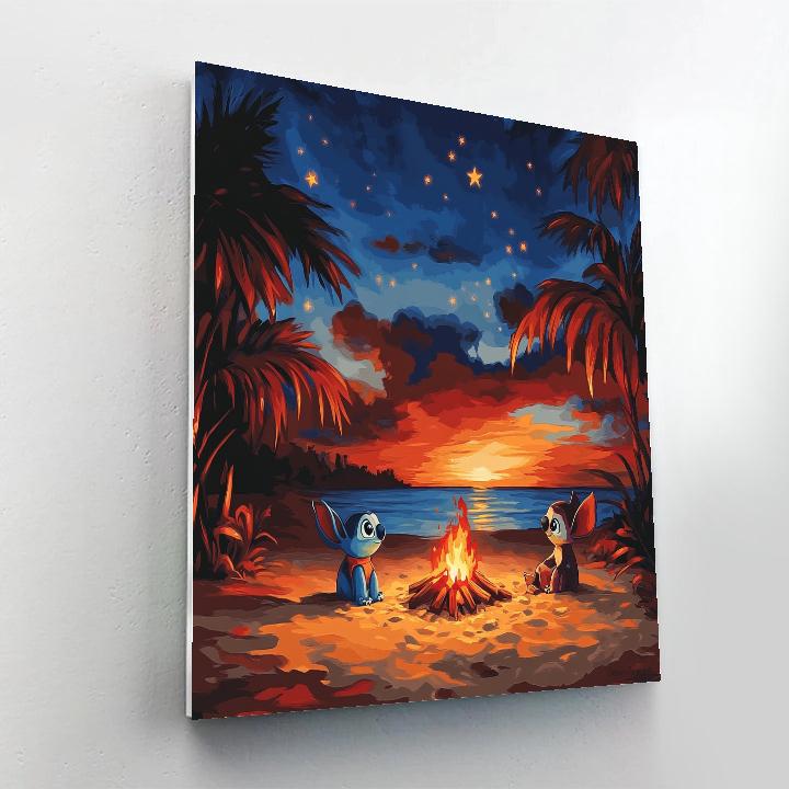 Lilo And Stitch’s Beach Bonfire Disney Inspired Painting by numbers kit