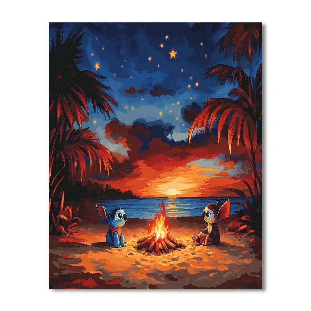 Lilo And Stitch’s Beach Bonfire Disney Inspired Painting by numbers kit