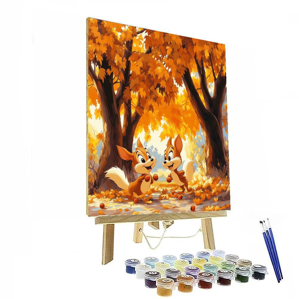 Chip And Dale’s Acorn Gathering Disney Inspired paint by numbers