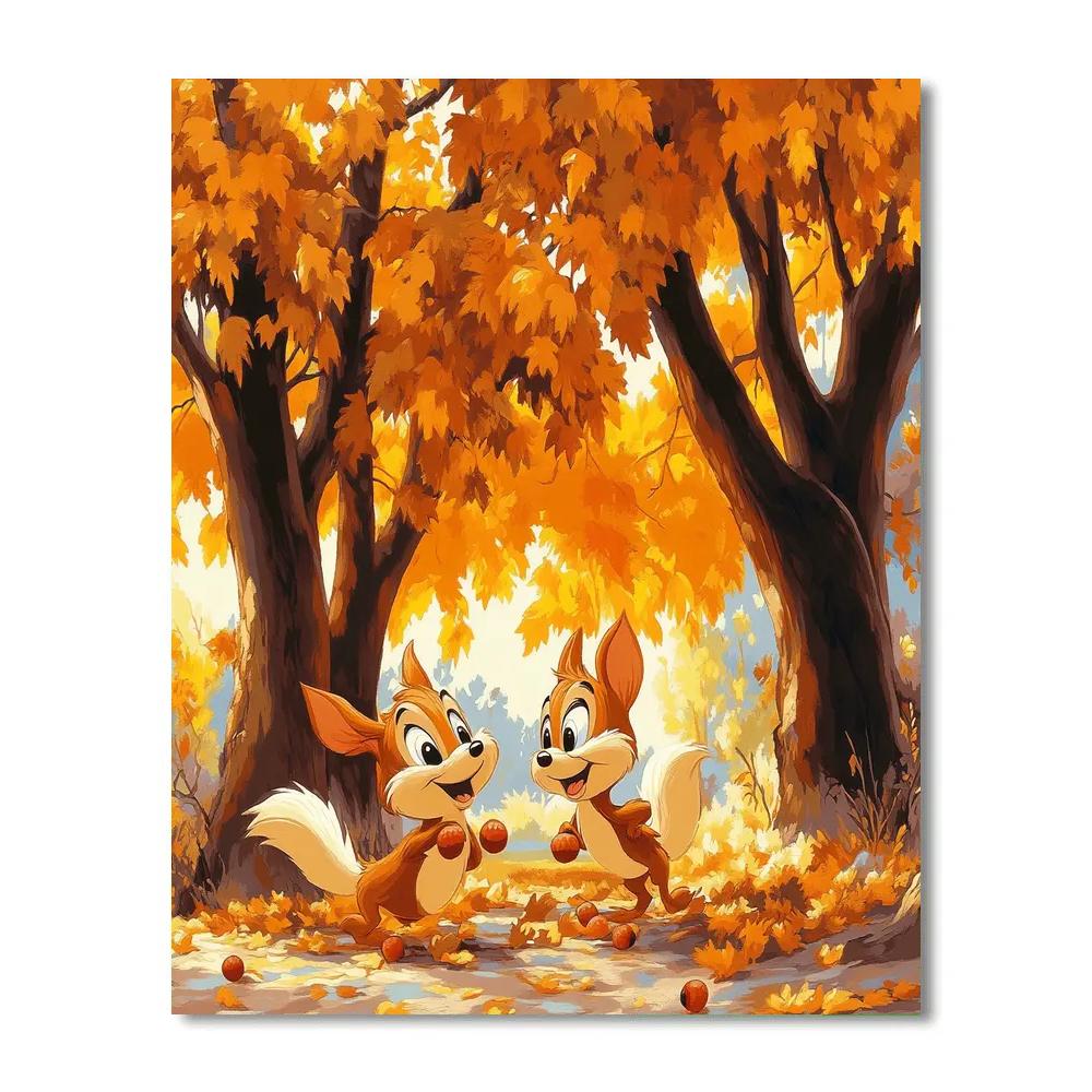 Chip And Dale’s Acorn Gathering Disney Inspired paint by numbers