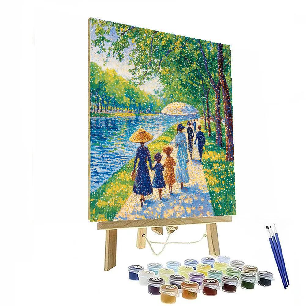 Seurat Inspired Summer Riverside Promenade Number painting