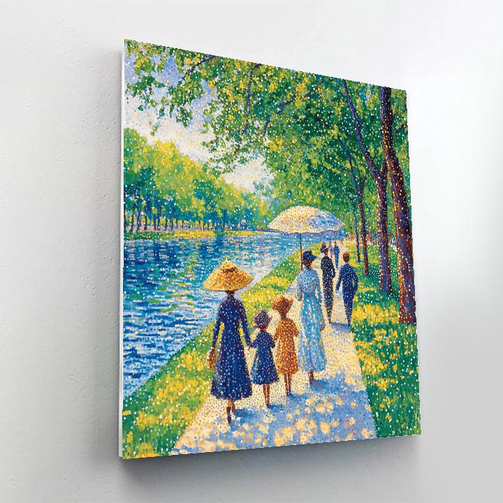 Seurat Inspired Summer Riverside Promenade Number painting