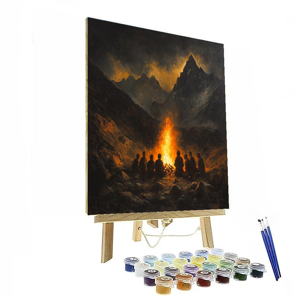 Goya Inspired Bonfire At Mountain Pass Painting by numbers kit