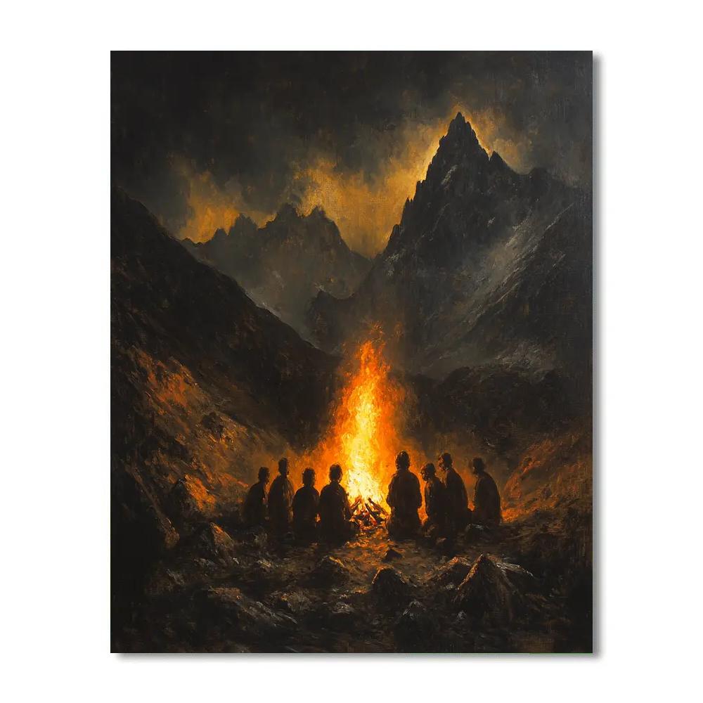 Goya Inspired Bonfire At Mountain Pass Painting by numbers kit