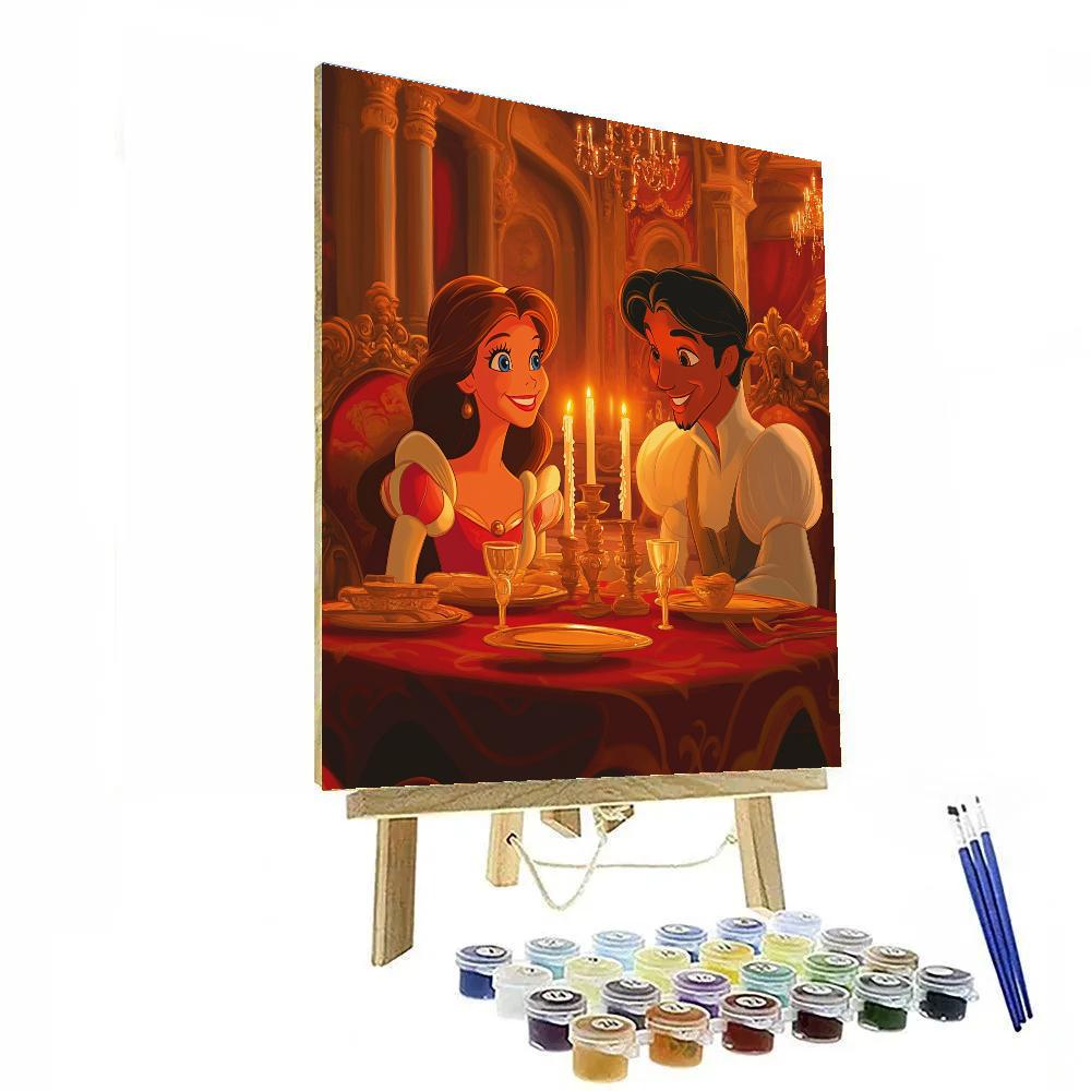 Belle And Lumiere’s Candlelight Dinner Disney Inspired paint by color