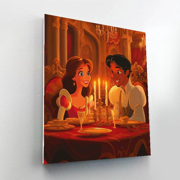 Belle And Lumiere’s Candlelight Dinner Disney Inspired paint by color