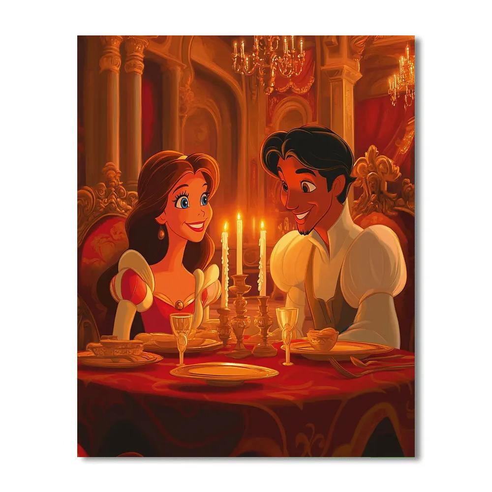 Belle And Lumiere’s Candlelight Dinner Disney Inspired paint by color