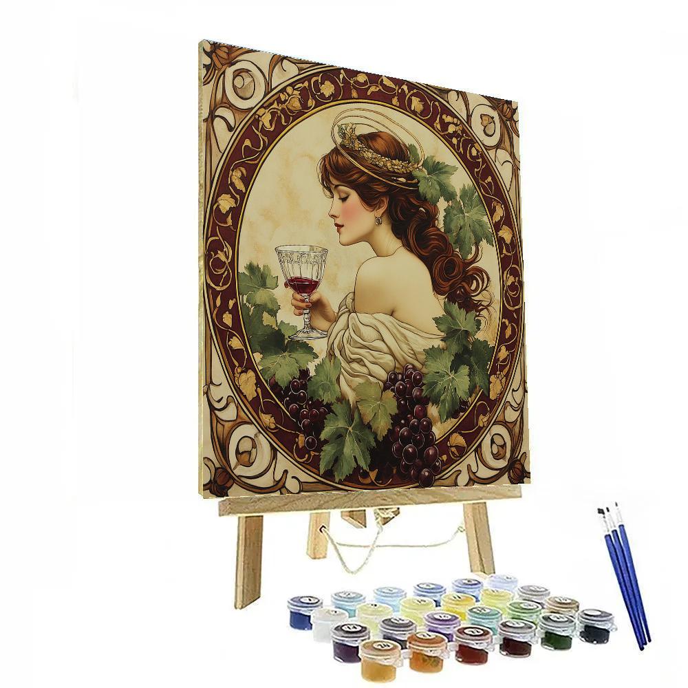 Alphonse Mucha Inspired Wine Celebration Muse Paint by numbers art
