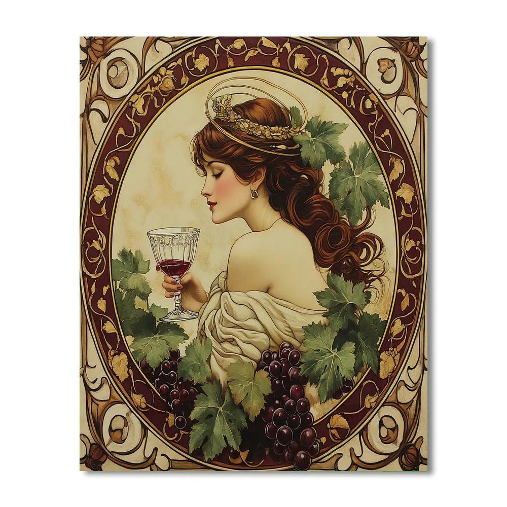 Alphonse Mucha Inspired Wine Celebration Muse Paint by numbers art