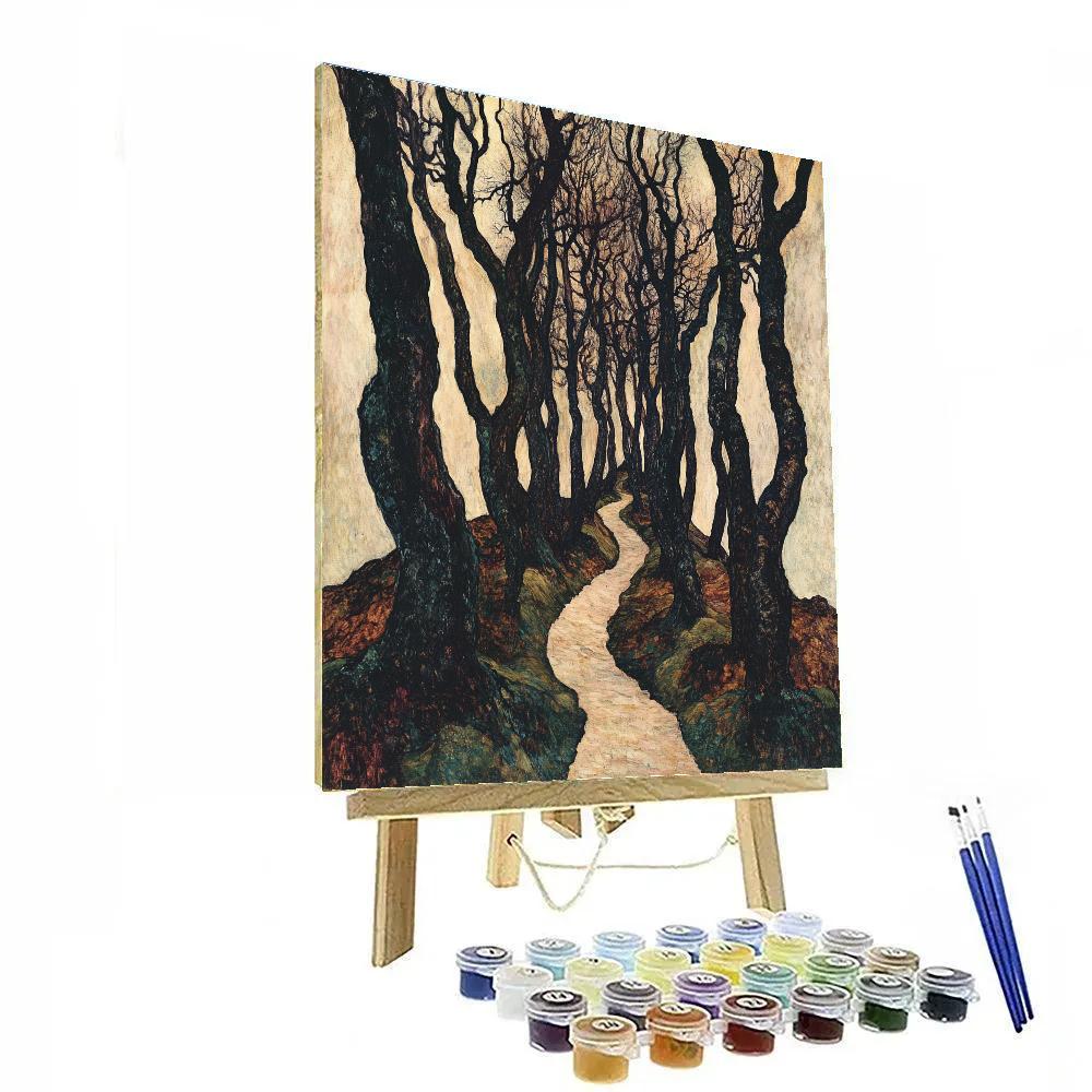 Egon Schiele Inspired Contorted Forest Path DIY paint by numbers