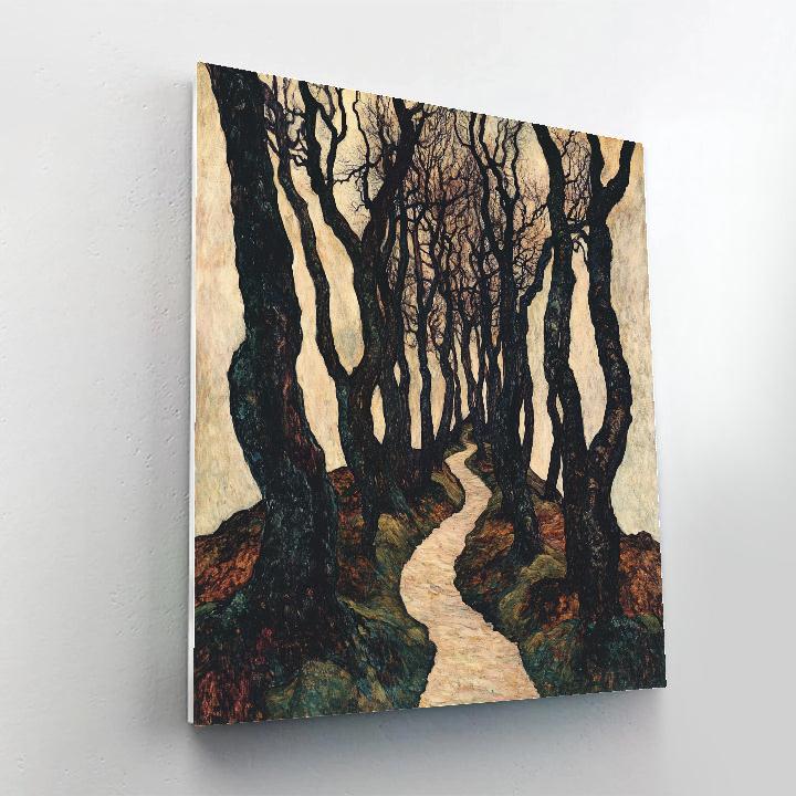 Egon Schiele Inspired Contorted Forest Path DIY paint by numbers
