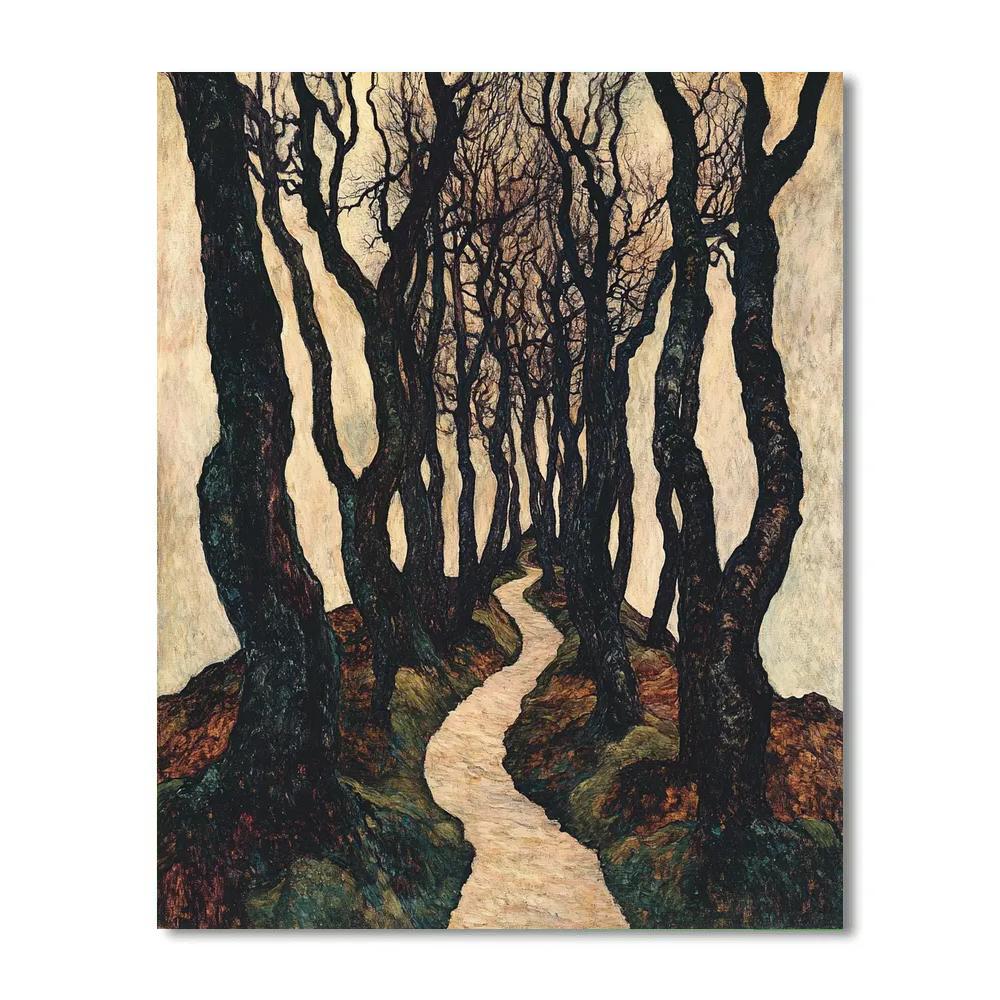 Egon Schiele Inspired Contorted Forest Path DIY paint by numbers