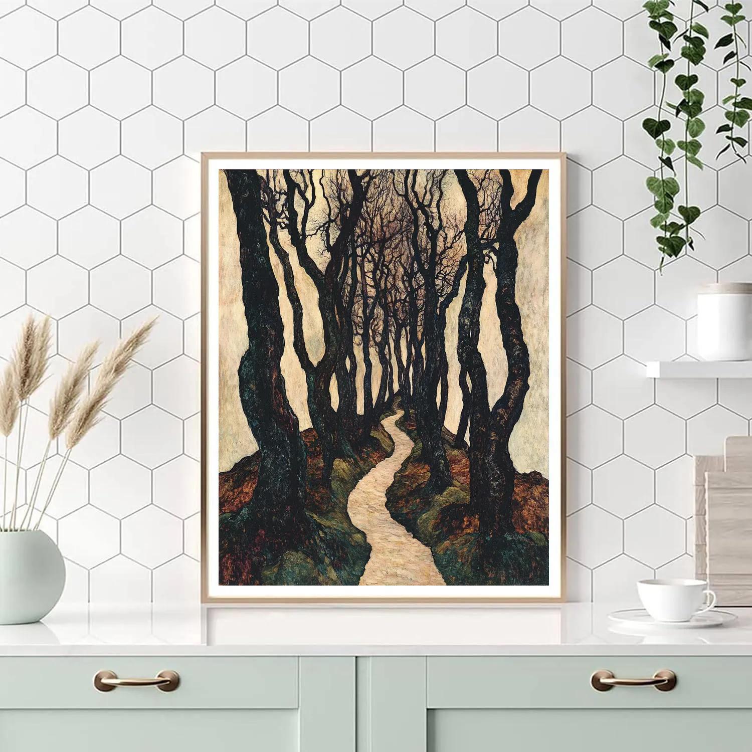 Egon Schiele Inspired Contorted Forest Path DIY paint by numbers