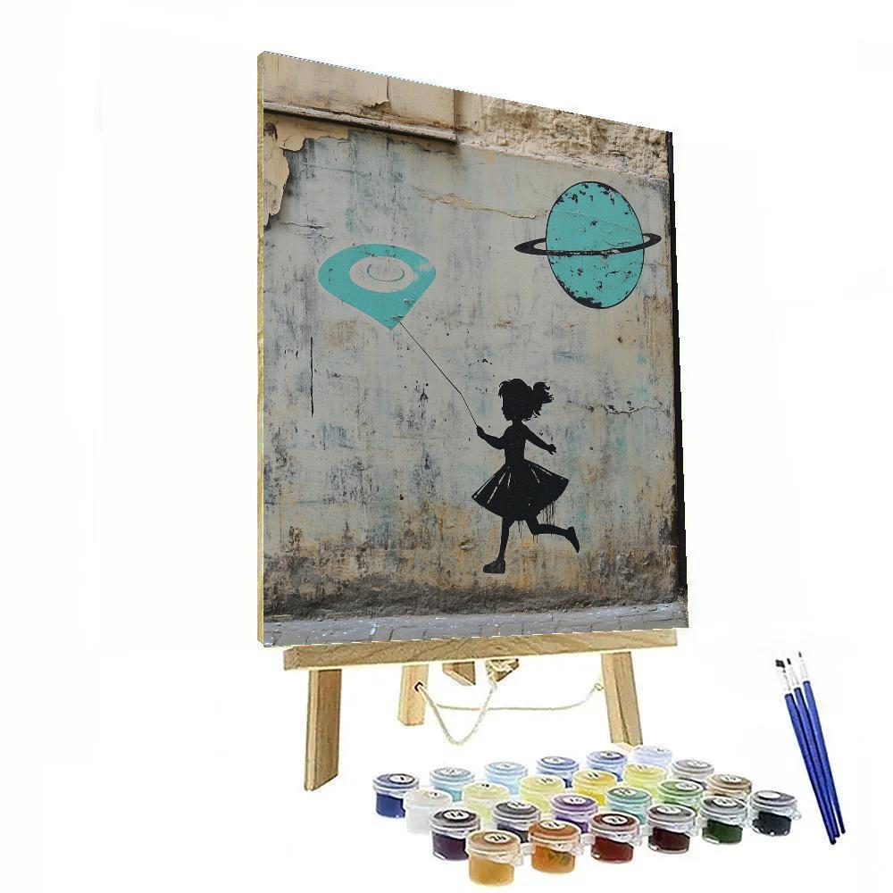 Banksy Inspired Girl With Planet Kite Painting by numbers kit