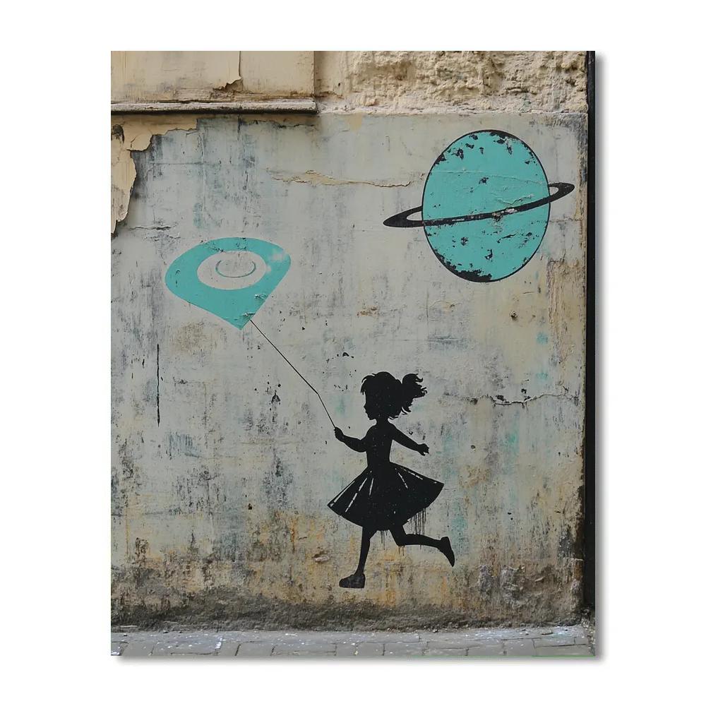 Banksy Inspired Girl With Planet Kite Painting by numbers kit
