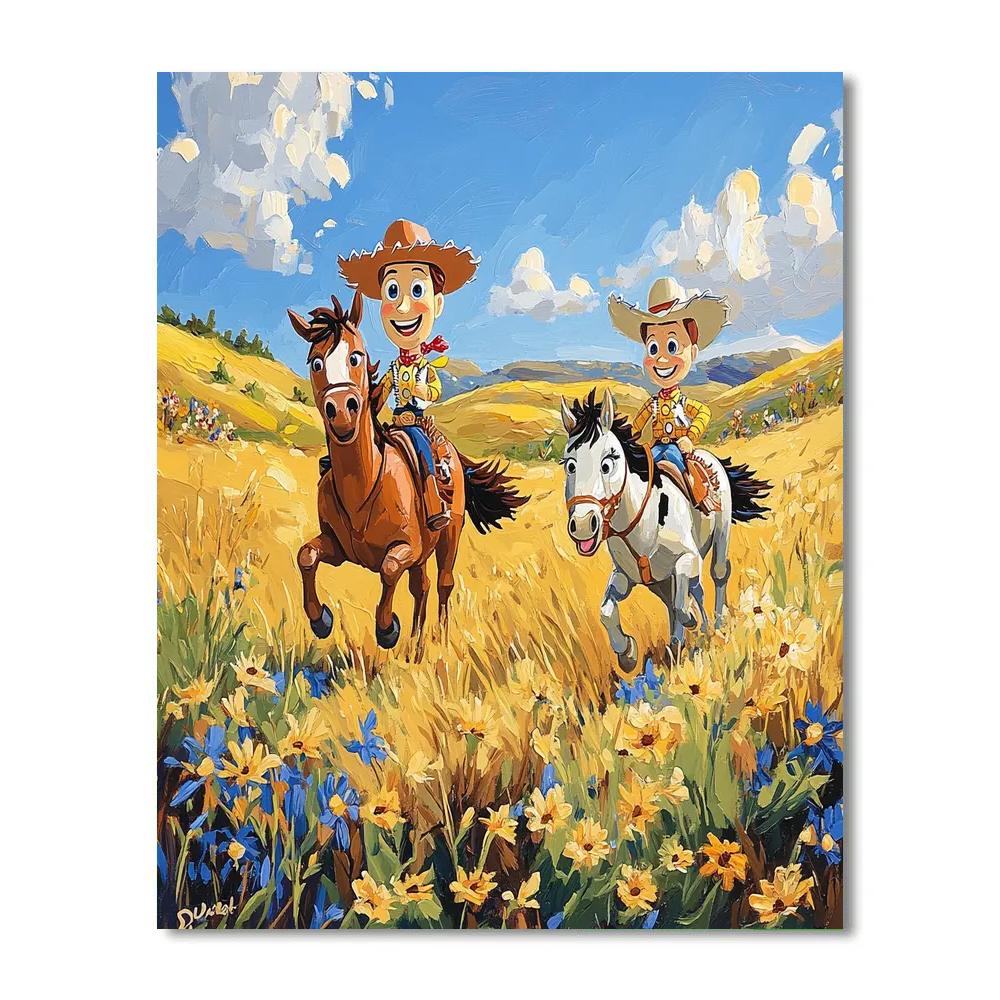 Woody And Bullseye’s Prairie Adventure Disney Inspired Number painting