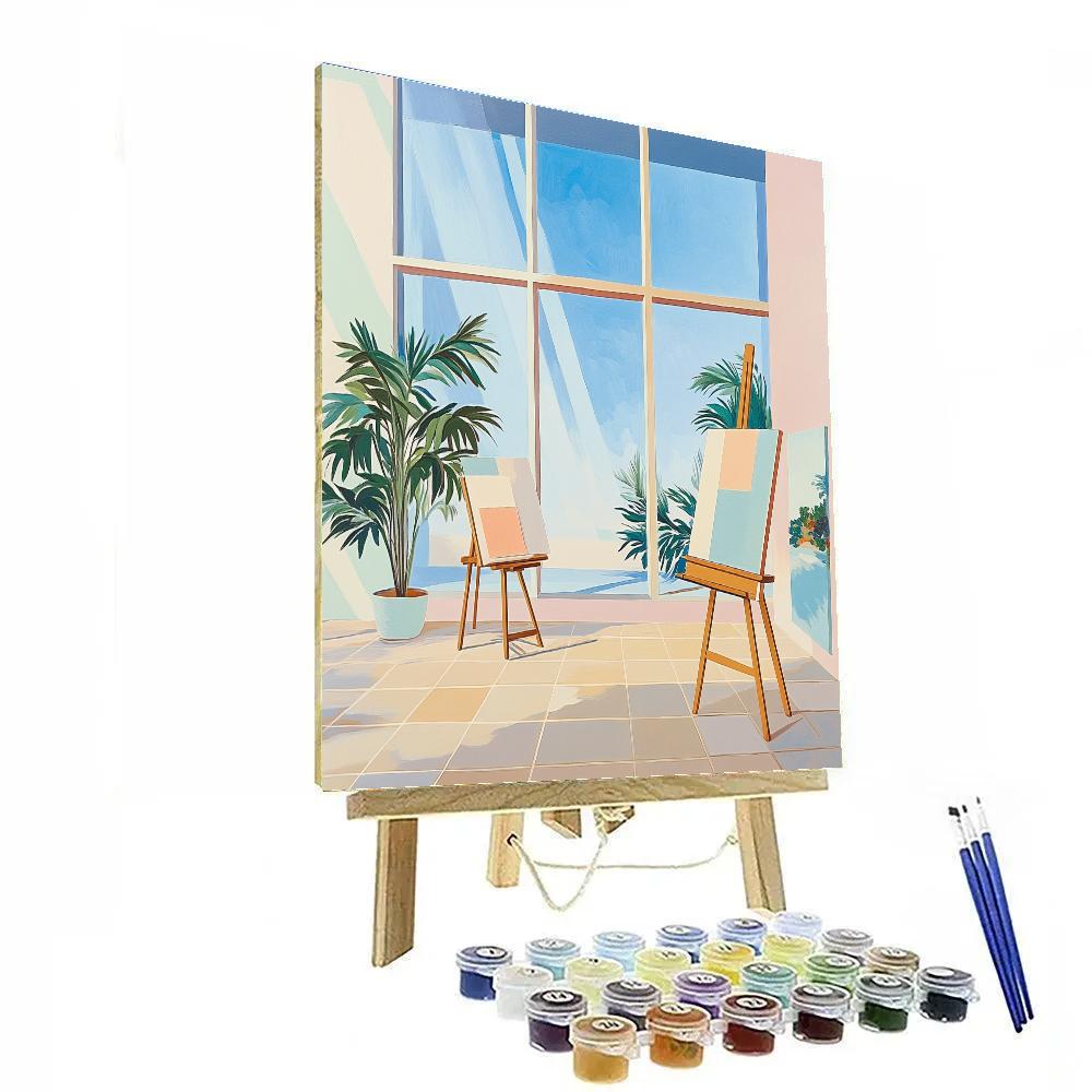 David Hockney Inspired Sunlit Studio Interior DIY paint by numbers