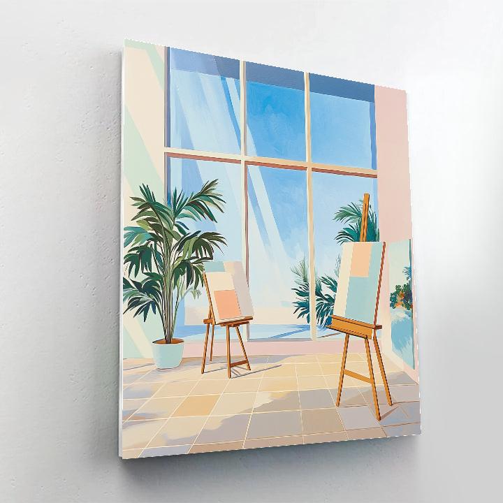 David Hockney Inspired Sunlit Studio Interior DIY paint by numbers