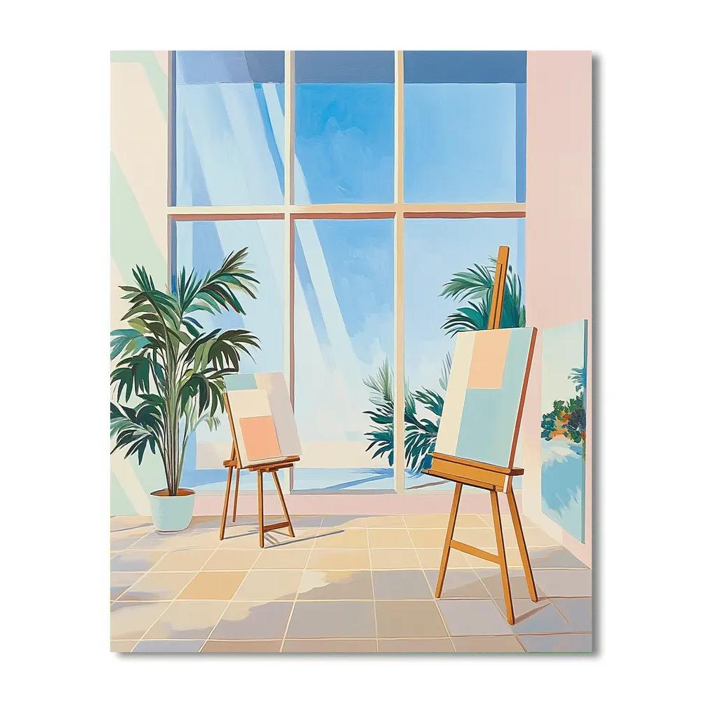 David Hockney Inspired Sunlit Studio Interior DIY paint by numbers