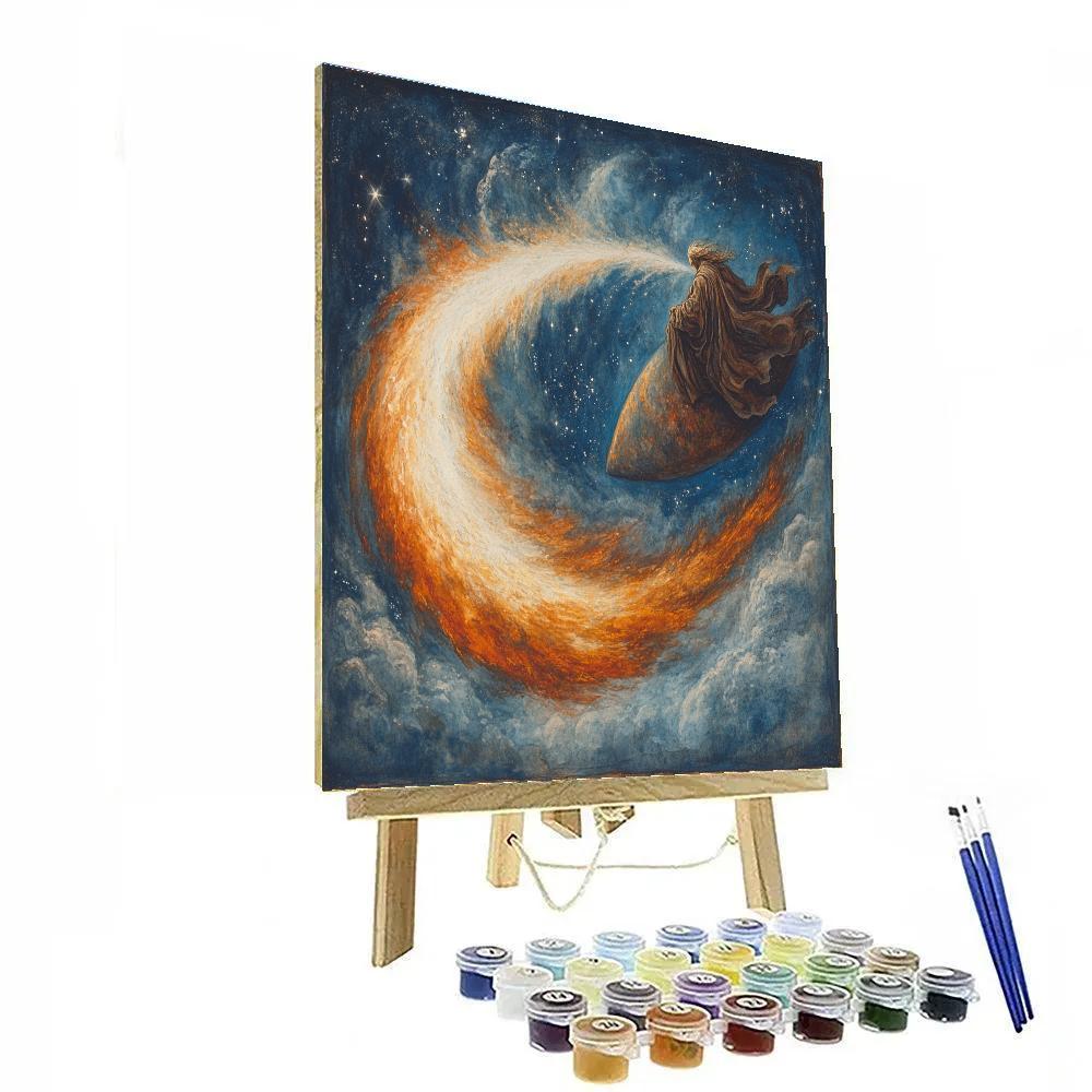 William Blake Inspired Dreamer Riding Comet paint by number