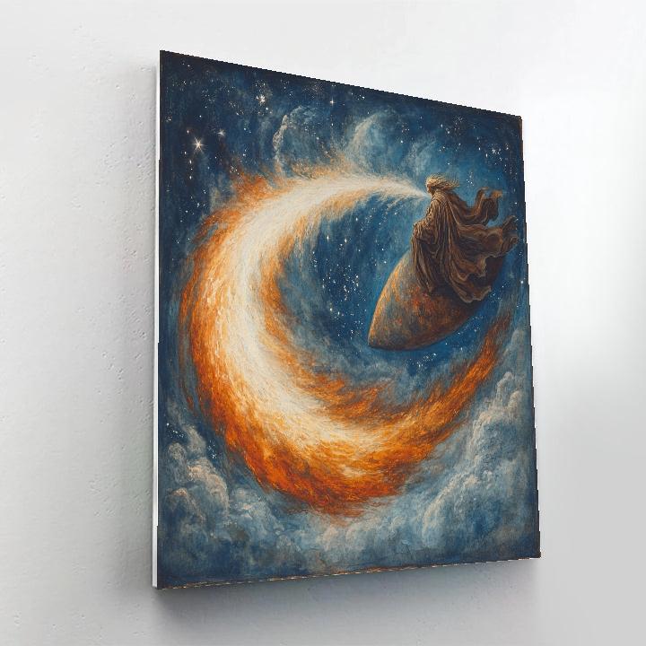 William Blake Inspired Dreamer Riding Comet paint by number