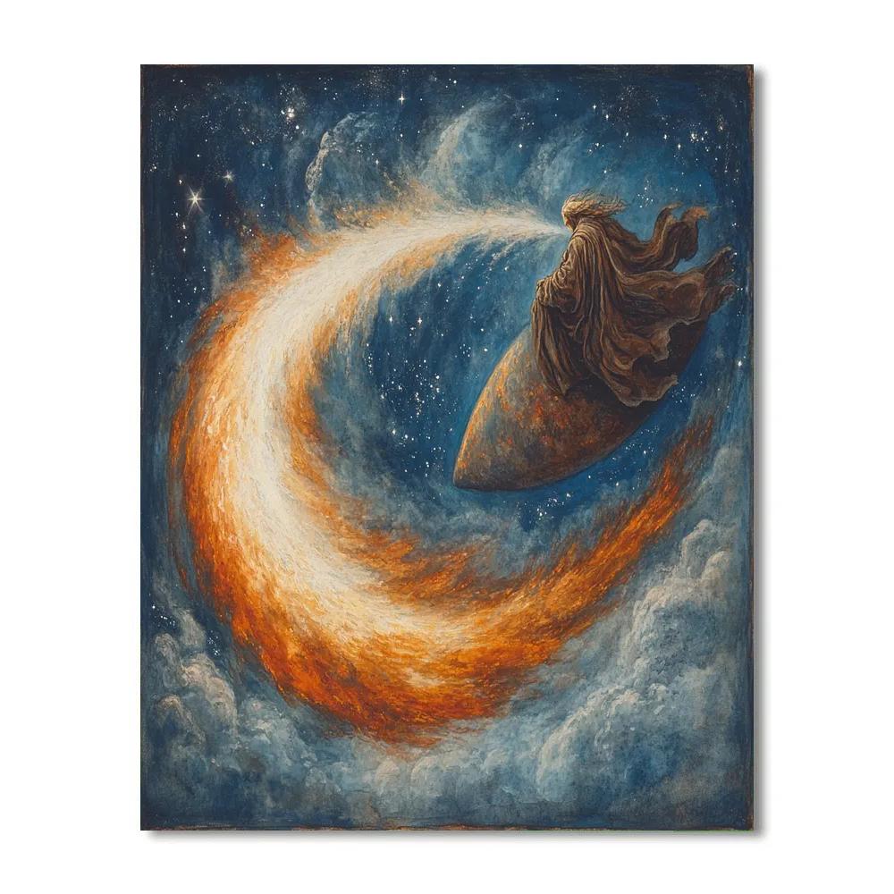 William Blake Inspired Dreamer Riding Comet paint by number