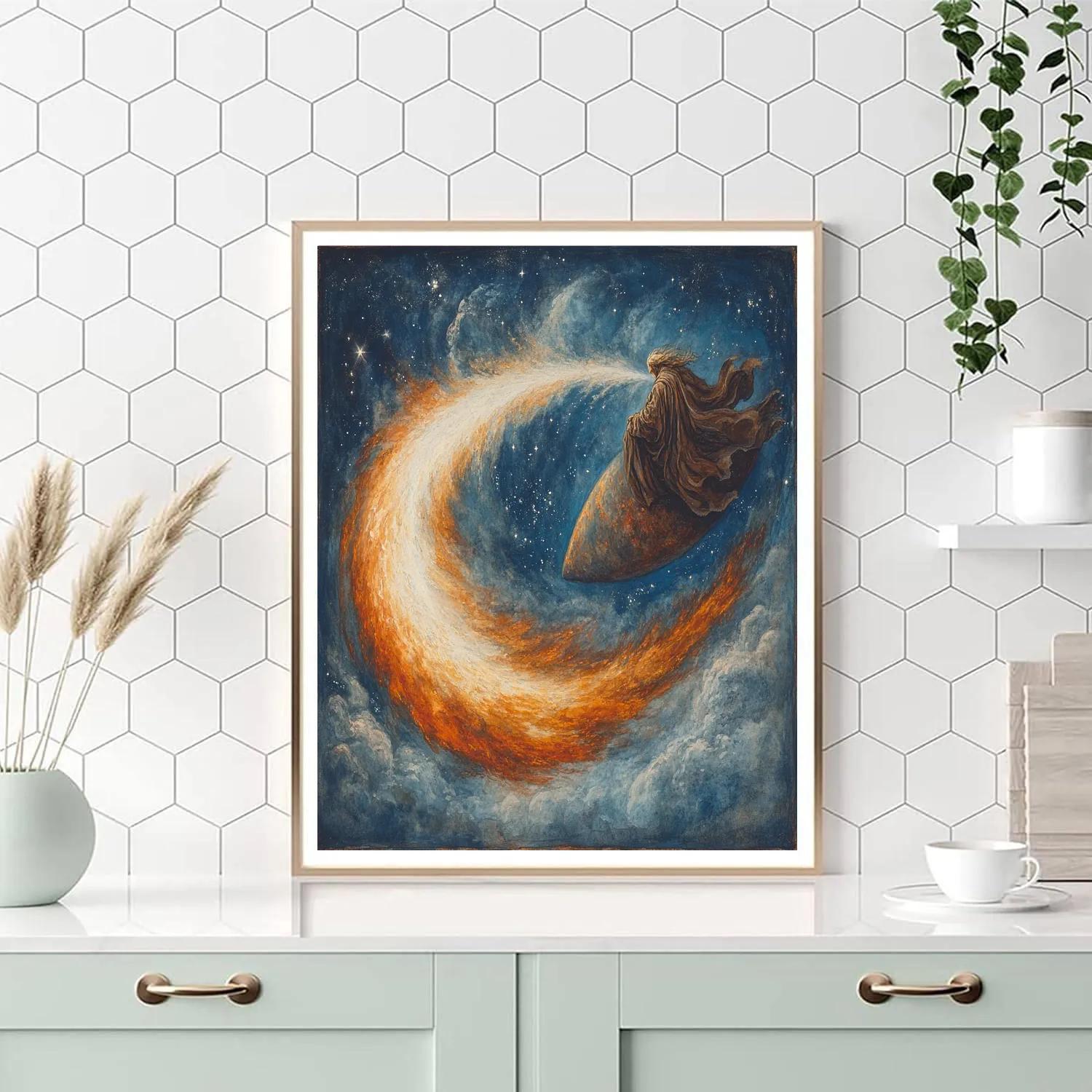 William Blake Inspired Dreamer Riding Comet paint by number