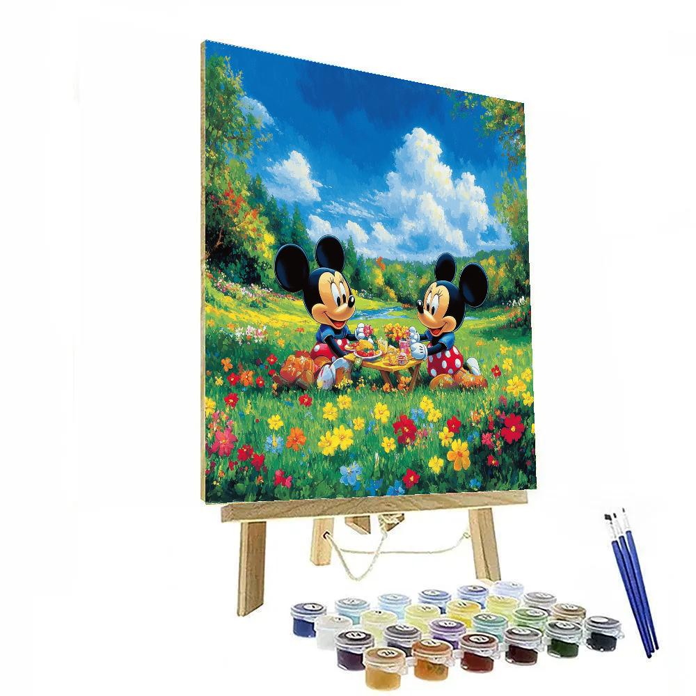 Mickey And Minnie’s Springtime Picnic Disney Inspired paint by color