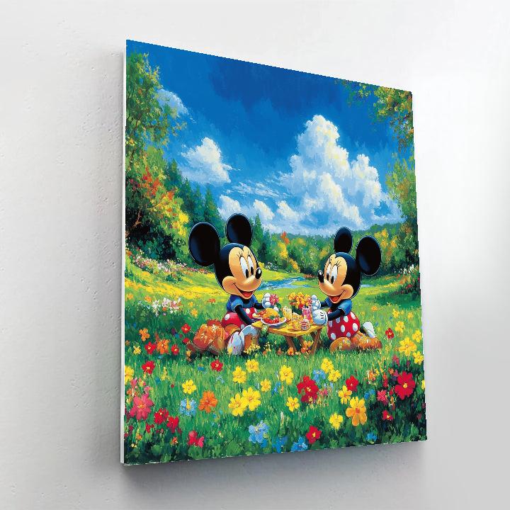 Mickey And Minnie’s Springtime Picnic Disney Inspired paint by color