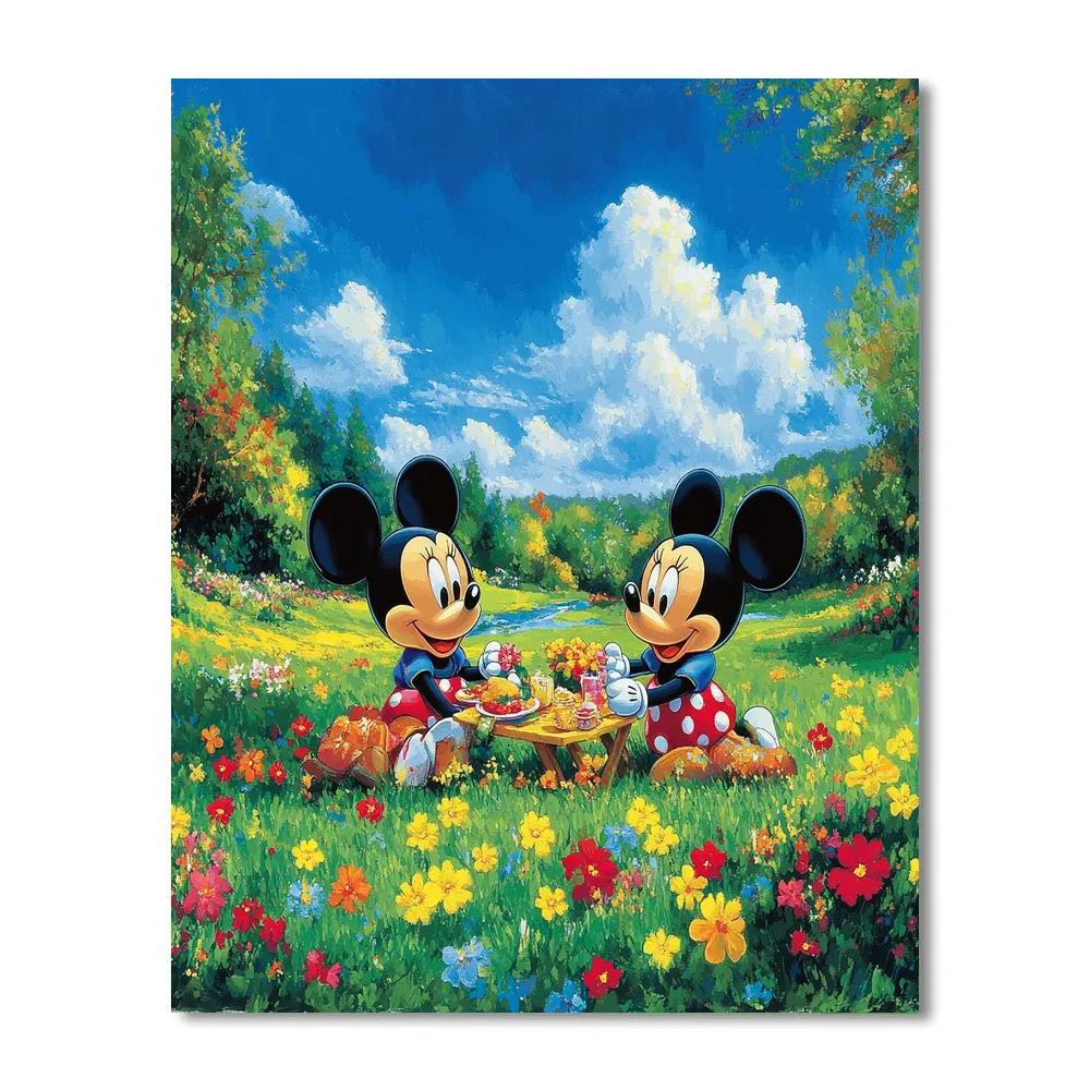 Mickey And Minnie’s Springtime Picnic Disney Inspired paint by color